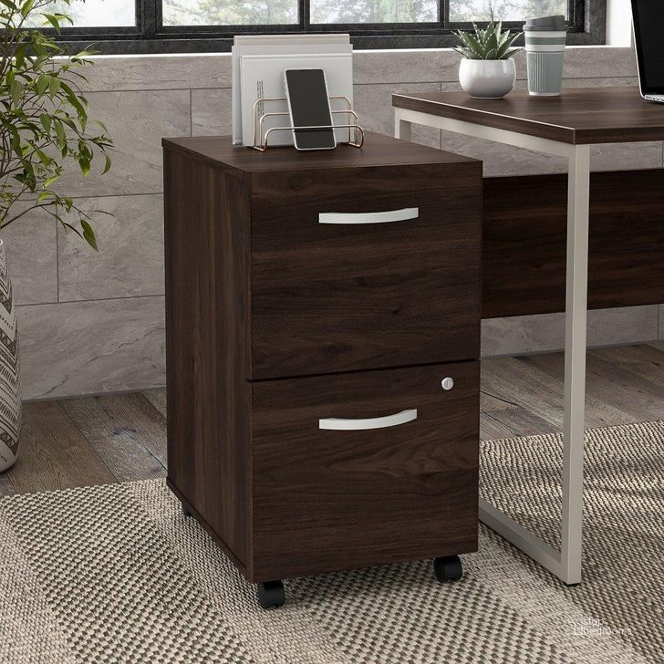 The appearance of Bush Business Furniture Hybrid 2 Drawer Mobile File Cabinet in Black Walnut designed by Bush Furniture in the modern / contemporary interior design. This black walnut piece of furniture  was selected by 1StopBedrooms from Hybrid Collection to add a touch of cosiness and style into your home. Sku: HYF116BWSU-Z. Material: Wood. Product Type: Mobile Filing Cabinet. Image1