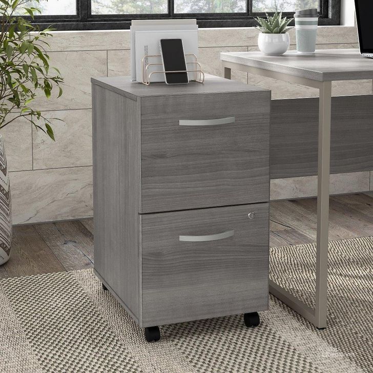 The appearance of Bush Business Furniture Hybrid 2 Drawer Mobile File Cabinet in Platinum Gray designed by Bush Furniture in the modern / contemporary interior design. This gray piece of furniture  was selected by 1StopBedrooms from Hybrid Collection to add a touch of cosiness and style into your home. Sku: HYF116PGSU-Z. Material: Wood. Product Type: Mobile Filing Cabinet. Image1