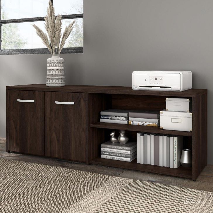 Bush Business Furniture Hybrid Office Storage Cabinet with Drawers and Shelves Black Walnut