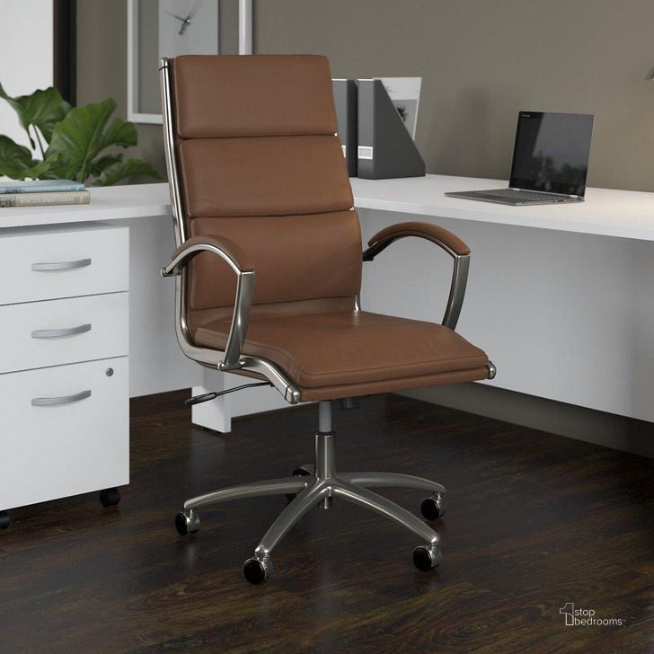 The appearance of Bush Business Furniture Jamestown High Back Leather Executive Office Chair in Saddle Tan Jtch1701Sdl-Z designed by Bush Furniture in the modern / contemporary interior design. This saddle piece of furniture  was selected by 1StopBedrooms from Jamestown Collection to add a touch of cosiness and style into your home. Sku: JTCH1701SDL-Z. Material: Leather. Product Type: Office Chair. Image1