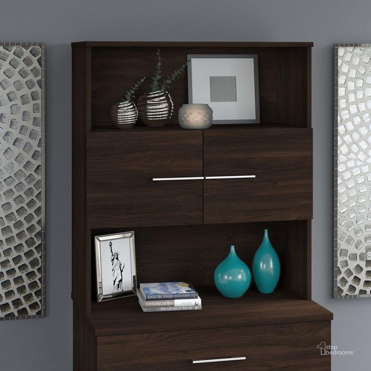 The appearance of Bush Business Furniture Office 500 36W Bookcase Hutch in Black Walnut designed by Bush Furniture in the modern / contemporary interior design. This black walnut piece of furniture  was selected by 1StopBedrooms from Office 500 Collection to add a touch of cosiness and style into your home. Sku: OFH136BW. Product Type: Hutch. Image1