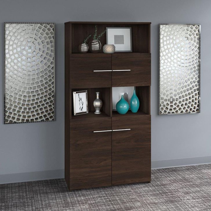 The appearance of Bush Business Furniture Office 500 5 Shelf Bookcase with Doors in Black Walnut designed by Bush Furniture in the modern / contemporary interior design. This black walnut piece of furniture  was selected by 1StopBedrooms from Office 500 Collection to add a touch of cosiness and style into your home. Sku: OFB136BW. Product Type: Bookcase. Image1