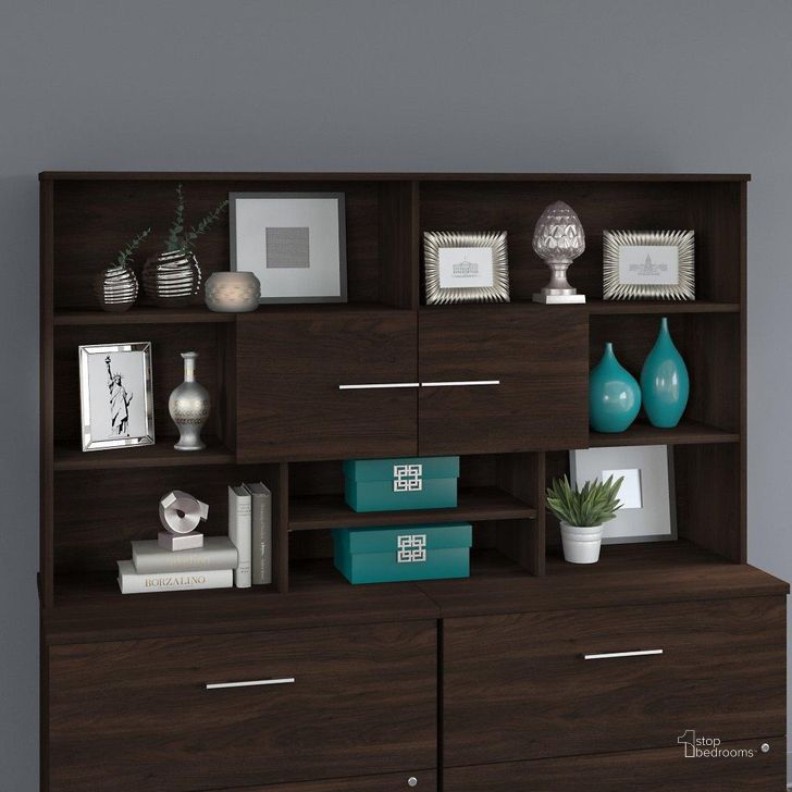 The appearance of Bush Business Furniture Office 500 72W Desk Hutch in Black Walnut designed by Bush Furniture in the modern / contemporary interior design. This black walnut piece of furniture  was selected by 1StopBedrooms from Office 500 Collection to add a touch of cosiness and style into your home. Sku: OFH172BWK. Product Type: Hutch. Image1