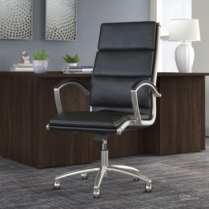 The appearance of Bush Business Furniture Office 500 High Back Leather Executive Chair in Black Ofch1701Bl-Z designed by Bush Furniture in the modern / contemporary interior design. This black leather piece of furniture  was selected by 1StopBedrooms from Office 500 Collection to add a touch of cosiness and style into your home. Sku: OFCH1701BL-Z. Product Type: Office Chair. Image1