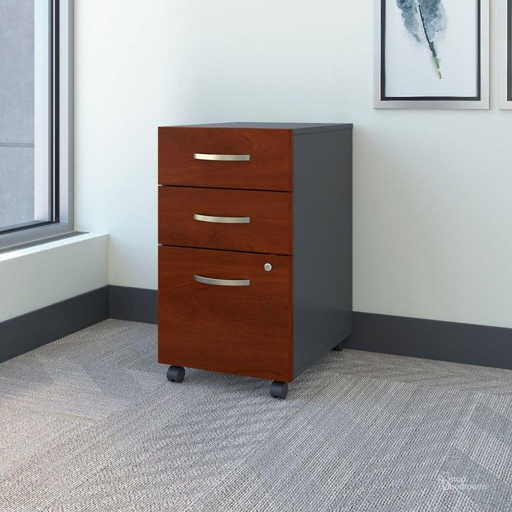 The appearance of Bush Business Furniture Series C 3 Drawer Mobile File Cabinet in Hansen Cherry WC24453 designed by Bush Furniture in the transitional interior design. This hansen cherry piece of furniture  was selected by 1StopBedrooms from Series C Collection to add a touch of cosiness and style into your home. Sku: WC24453. Product Type: Mobile Filing Cabinet. Image1