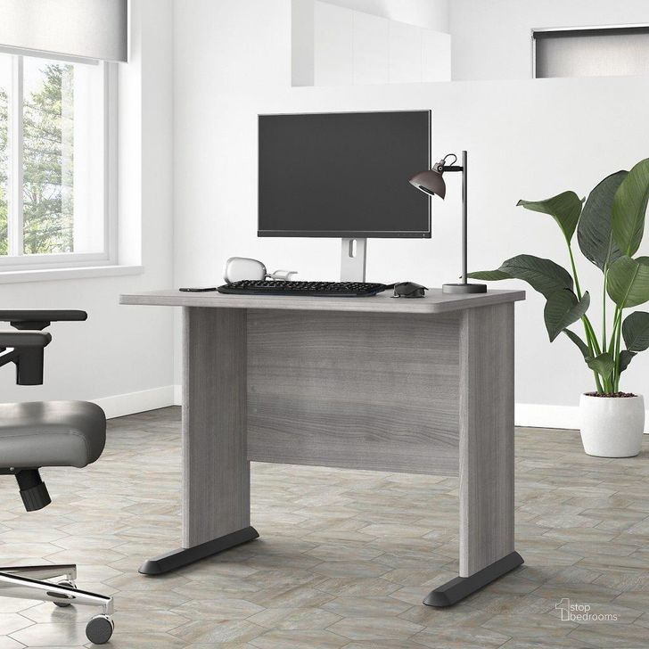 The appearance of Bush Business Furniture Studio A 36W Small Computer Desk in Platinum Gray designed by Bush Furniture in the modern / contemporary interior design. This gray piece of furniture  was selected by 1StopBedrooms from Studio A Collection to add a touch of cosiness and style into your home. Sku: SDD136PG. Product Type: Computer Desk. Image1