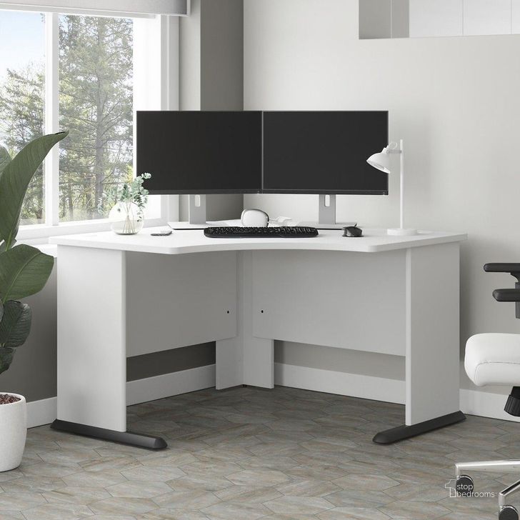 The appearance of Bush Business Furniture Studio A 48W Corner Computer Desk in White designed by Bush Furniture in the modern / contemporary interior design. This white piece of furniture  was selected by 1StopBedrooms from Studio A Collection to add a touch of cosiness and style into your home. Sku: SDD148WH. Product Type: Computer Desk. Image1