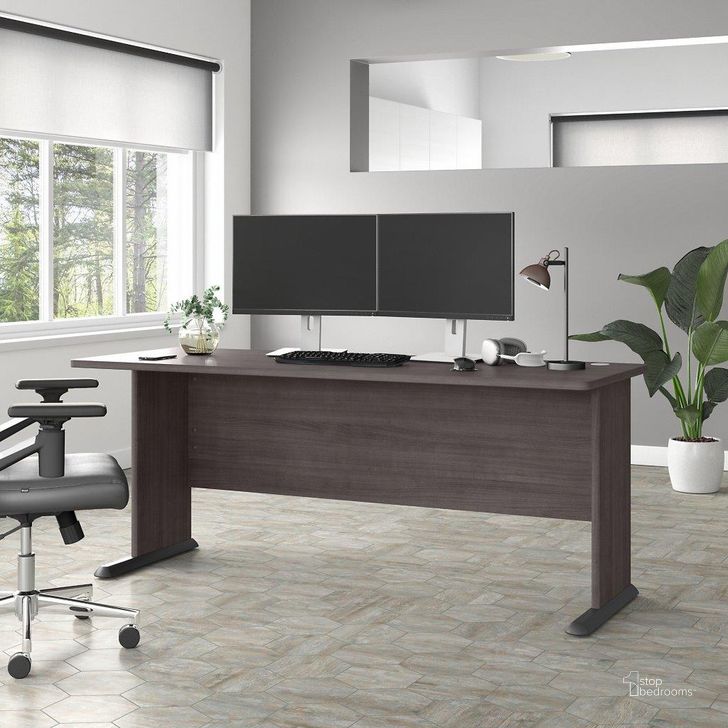 The appearance of Bush Business Furniture Studio A 72W Computer Desk in Storm Gray designed by Bush Furniture in the modern / contemporary interior design. This dark gray piece of furniture  was selected by 1StopBedrooms from Studio A Collection to add a touch of cosiness and style into your home. Sku: SDD172SG. Product Type: Computer Desk. Image1