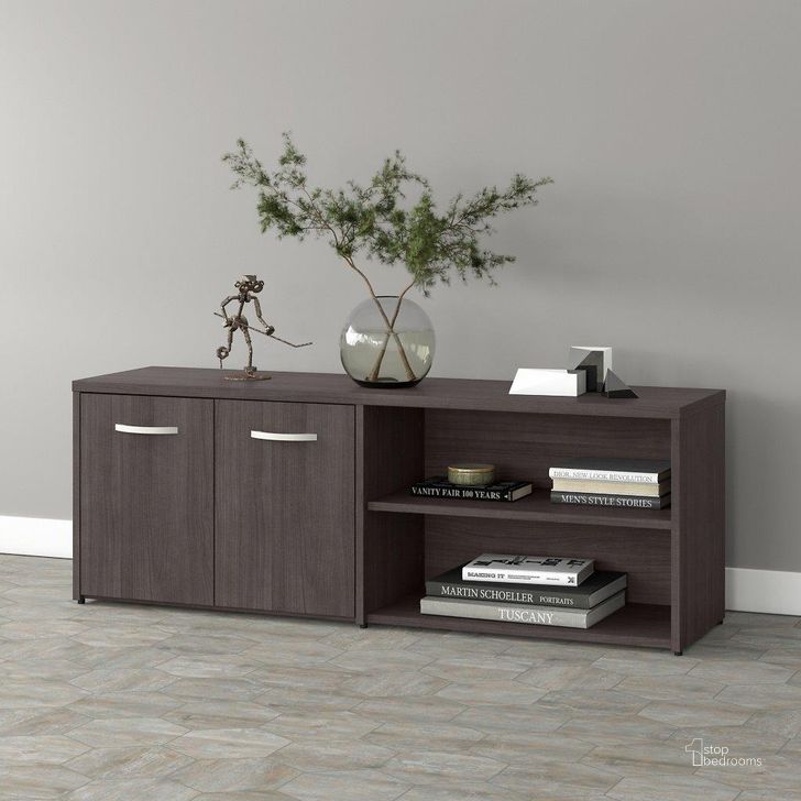 The appearance of Bush Business Furniture Studio A Low Storage Cabinet with Doors and Shelves in Storm Gray designed by Bush Furniture in the modern / contemporary interior design. This dark gray piece of furniture  was selected by 1StopBedrooms from Studio A Collection to add a touch of cosiness and style into your home. Sku: SDS160SG-Z. Product Type: Storage Cabinet. Image1