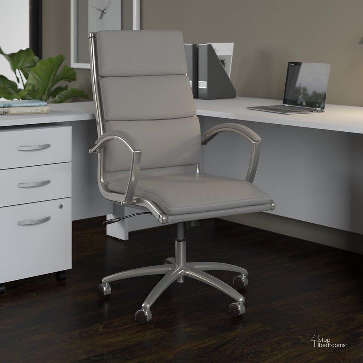 The appearance of Bush Business Furniture Studio C High Back Leather Executive Office Chair in Light Gray Stc031Lg designed by Bush Furniture in the transitional interior design. This light gray piece of furniture  was selected by 1StopBedrooms from Studio C Collection to add a touch of cosiness and style into your home. Sku: STC031LG. Product Type: Office Chair. Image1