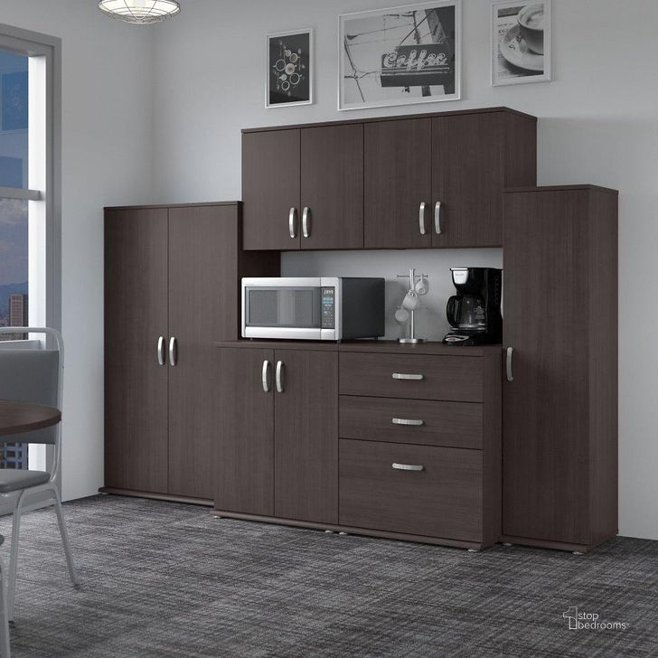 The appearance of Bush Business Furniture Universal 108W 6 Piece Modular Storage Set With Floor And Wall Cabinets In Storm Gray designed by Bush Furniture in the modern / contemporary interior design. This brown piece of furniture  was selected by 1StopBedrooms from Universal Collection to add a touch of cosiness and style into your home. Sku: UNS002SG. Product Type: Filing Cabinets and Storage. Image1