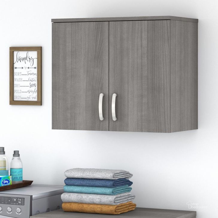 The appearance of Bush Business Furniture Universal Laundry Room Wall Cabinet with Doors and Shelves in Platinum Gray designed by Bush Furniture in the modern / contemporary interior design. This gray piece of furniture  was selected by 1StopBedrooms from Laundry Storage Collection to add a touch of cosiness and style into your home. Sku: LNS428PG-Z. Product Type: Bathroom Storage. Image1