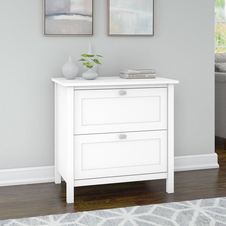 The appearance of Bush Furniture Broadview 2 Drawer Lateral File Cabinet in Pure White designed by Bush Furniture in the modern / contemporary interior design. This white piece of furniture  was selected by 1StopBedrooms from Broadview Collection to add a touch of cosiness and style into your home. Sku: BDF131WH-03. Material: Wood. Product Type: Lateral Filing Cabinet. Image1