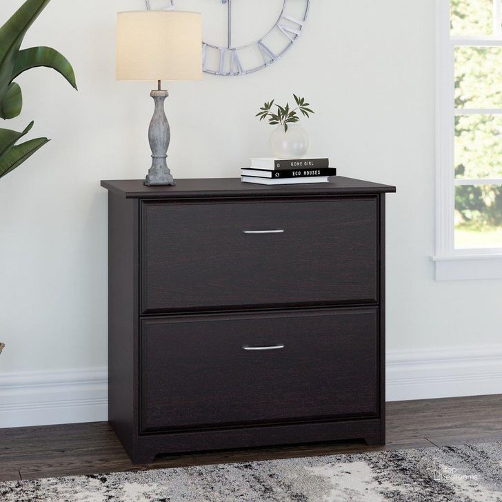 The appearance of Bush Furniture Cabot 2 Drawer Lateral File Cabinet in Espresso Oak designed by Bush Furniture in the modern / contemporary interior design. This dark espresso piece of furniture  was selected by 1StopBedrooms from Cabot Collection to add a touch of cosiness and style into your home. Sku: WC31880. Product Type: Lateral Filing Cabinet. Image1