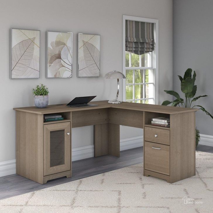 The appearance of Bush Furniture Cabot 60W L Shaped Computer Desk In Ash Gray designed by Bush Furniture in the traditional interior design. This ash gray piece of furniture  was selected by 1StopBedrooms from Cabot Collection to add a touch of cosiness and style into your home. Sku: WC31230K. Material: Wood. Product Type: Office Desk. Image1