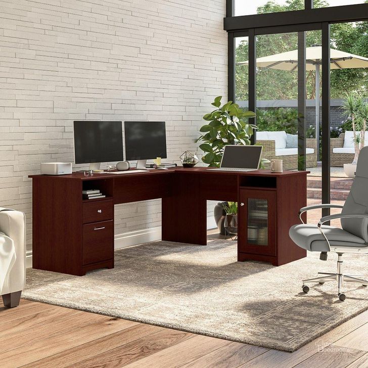 The appearance of Bush Furniture Cabot 72W L Shaped Computer Desk with Storage in Harvest Cherry designed by Bush Furniture in the modern / contemporary interior design. This cherry piece of furniture  was selected by 1StopBedrooms from Cabot Collection to add a touch of cosiness and style into your home. Sku: CAB072HVC. Material: Wood. Product Type: Computer Desk. Image1