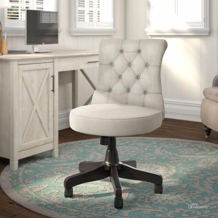 The appearance of Bush Furniture Cabot Mid Back Tufted Office Chair in Cream Fabric designed by Bush Furniture in the modern / contemporary interior design. This cream piece of furniture  was selected by 1StopBedrooms from Cabot Collection to add a touch of cosiness and style into your home. Sku: CABCH2301CRF-Z. Material: Fabric. Product Type: Office Chair. Image1
