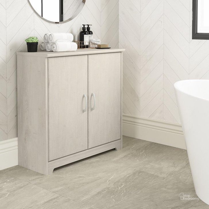 The appearance of Bush Furniture Cabot Small Bathroom Storage Cabinet with Doors in Linen White Oak designed by Bush Furniture in the modern / contemporary interior design. This oak and white piece of furniture  was selected by 1StopBedrooms from Cabot Collection to add a touch of cosiness and style into your home. Sku: WC31198-Z1. Product Type: Bathroom Storage. Image1