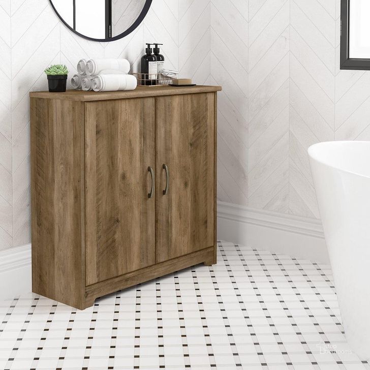 The appearance of Bush Furniture Cabot Small Bathroom Storage Cabinet with Doors in Reclaimed Pine designed by Bush Furniture in the modern / contemporary interior design. This brown pine piece of furniture  was selected by 1StopBedrooms from Cabot Collection to add a touch of cosiness and style into your home. Sku: WC31598-Z1. Product Type: Bathroom Storage. Image1