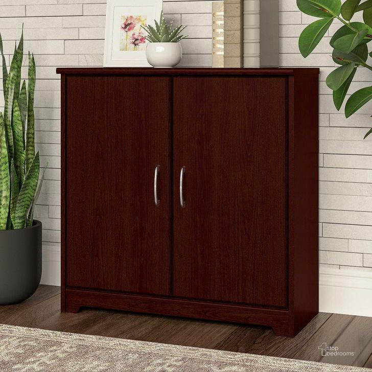 The appearance of Bush Furniture Cabot Small Storage Cabinet with Doors in Harvest Cherry Wc31498 designed by Bush Furniture in the modern / contemporary interior design. This cherry piece of furniture  was selected by 1StopBedrooms from Cabot Collection to add a touch of cosiness and style into your home. Sku: WC31498. Product Type: Storage Cabinet. Image1