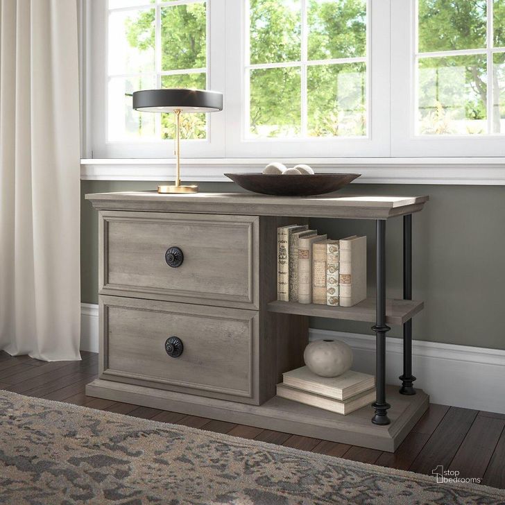 The appearance of Bush Furniture Coliseum Lateral File Cabinet with Shelves in Driftwood Gray designed by Bush Furniture in the country / farmhouse interior design. This gray piece of furniture  was selected by 1StopBedrooms from Coliseum Collection to add a touch of cosiness and style into your home. Sku: CSF147DG-03. Material: Wood. Product Type: Lateral Filing Cabinet. Image1
