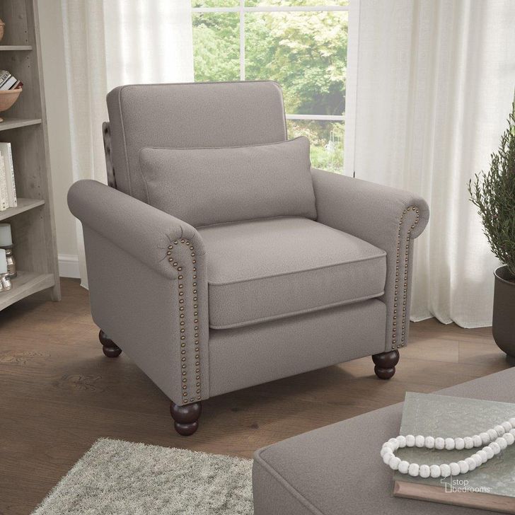 The appearance of Bush Furniture Coventry Accent Chair with Arms in Beige Herringbone designed by Bush Furniture in the traditional interior design. This beige piece of furniture  was selected by 1StopBedrooms from Coventry Collection to add a touch of cosiness and style into your home. Sku: CVK36BBGH-03. Material: Fabric. Product Type: Accent Chair. Image1