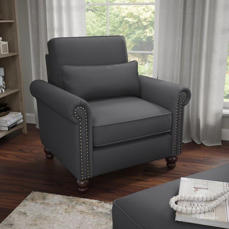 The appearance of Bush Furniture Coventry Accent Chair with Arms in Charcoal Gray Herringbone designed by Bush Furniture in the traditional interior design. This charcoal gray piece of furniture  was selected by 1StopBedrooms from Coventry Collection to add a touch of cosiness and style into your home. Sku: CVK36BCGH-03. Material: Fabric. Product Type: Accent Chair. Image1