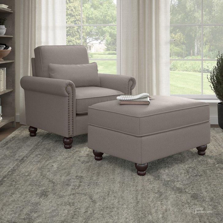 The appearance of Bush Furniture Coventry Accent Chair with Ottoman Set in Beige Herringbone designed by Bush Furniture in the traditional interior design. This beige piece of furniture  was selected by 1StopBedrooms from Coventry Collection to add a touch of cosiness and style into your home. Sku: CVN010BGH. Material: Fabric. Product Type: Accent Chair. Image1
