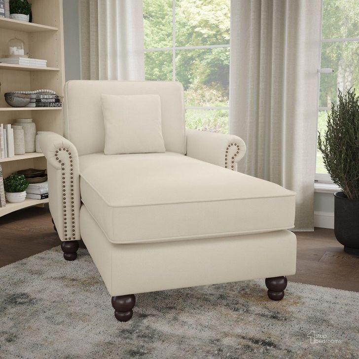The appearance of Bush Furniture Coventry Chaise Lounge with Arms in Cream Herringbone designed by Bush Furniture in the traditional interior design. This cream piece of furniture  was selected by 1StopBedrooms from Coventry Collection to add a touch of cosiness and style into your home. Sku: CVM41BCRH-03K. Material: Fabric. Product Type: Chaise. Image1