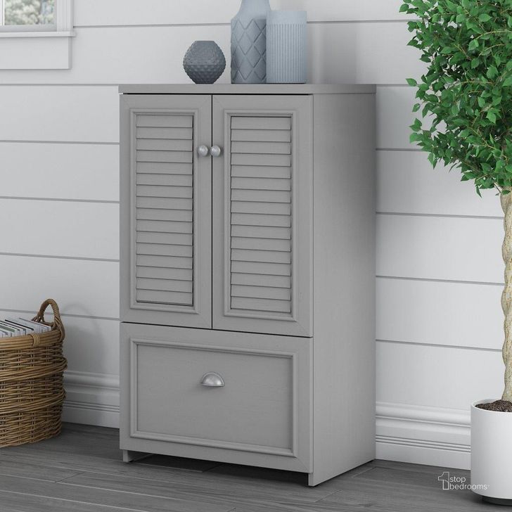 The appearance of Bush Furniture Fairview 2 Door Storage Cabinet With File Drawer In Cape Cod Gray designed by Bush Furniture in the country / farmhouse interior design. This gray piece of furniture  was selected by 1StopBedrooms from Fairview Collection to add a touch of cosiness and style into your home. Sku: WC53580-03. Material: Wood. Product Type: File Cabinet. Image1