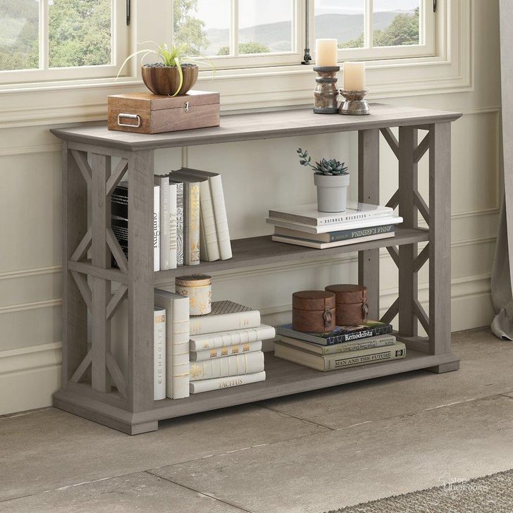 The appearance of Bush Furniture Homestead Console Table with Shelves in Driftwood Gray designed by Bush Furniture in the country / farmhouse interior design. This gray piece of furniture  was selected by 1StopBedrooms from Homestead Collection to add a touch of cosiness and style into your home. Sku: HOT248DG-03. Material: Wood. Product Type: Console Table. Image1