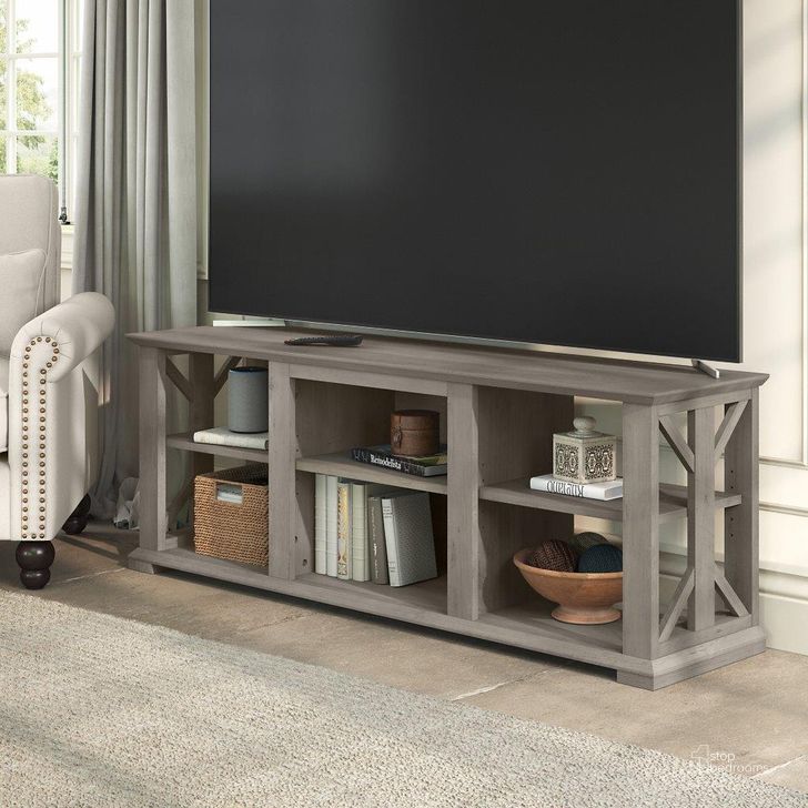 The appearance of Bush Furniture Homestead Farmhouse Tv Stand For 70 Inch Tv in Driftwood Gray designed by Bush Furniture in the country / farmhouse interior design. This gray piece of furniture  was selected by 1StopBedrooms from Homestead Collection to add a touch of cosiness and style into your home. Sku: HOV160DG-03. Material: Wood. Product Type: TV Stand. Image1