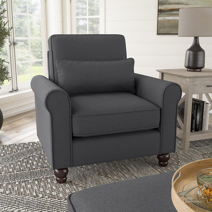 The appearance of Bush Furniture Hudson Accent Chair with Arms in Charcoal Gray Herringbone designed by Bush Furniture in the traditional interior design. This charcoal gray piece of furniture  was selected by 1StopBedrooms from Hudson Collection to add a touch of cosiness and style into your home. Sku: HDK36BCGH-03. Material: Fabric. Product Type: Accent Chair. Image1
