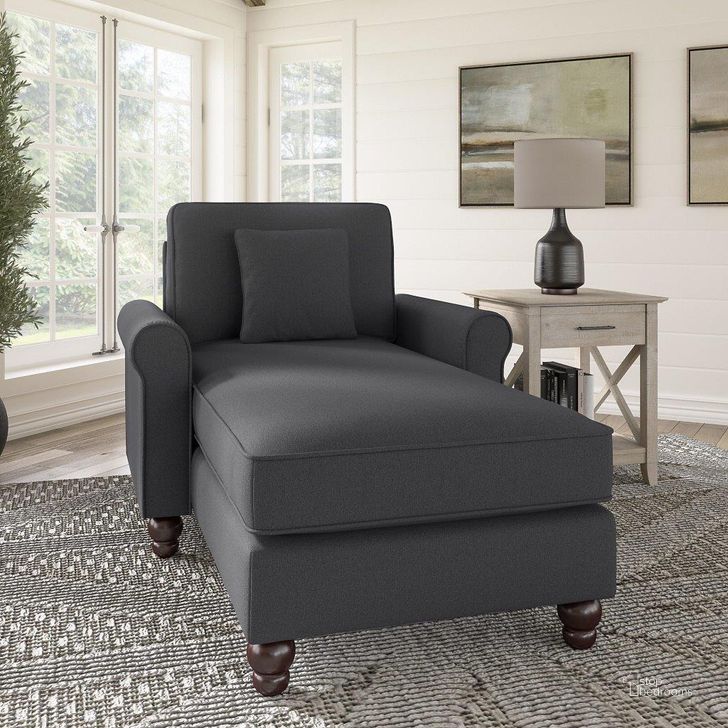 The appearance of Bush Furniture Hudson Chaise Lounge with Arms in Charcoal Gray Herringbone designed by Bush Furniture in the traditional interior design. This charcoal gray piece of furniture  was selected by 1StopBedrooms from Hudson Collection to add a touch of cosiness and style into your home. Sku: HDM41BCGH-03K. Material: Fabric. Product Type: Chaise. Image1