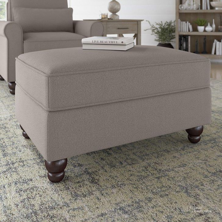 The appearance of Bush Furniture Hudson Storage Ottoman in Beige Herringbone designed by Bush Furniture in the traditional interior design. This beige piece of furniture  was selected by 1StopBedrooms from Hudson Collection to add a touch of cosiness and style into your home. Sku: HDO34BBGH-Z. Material: Fabric. Product Type: Ottoman. Image1