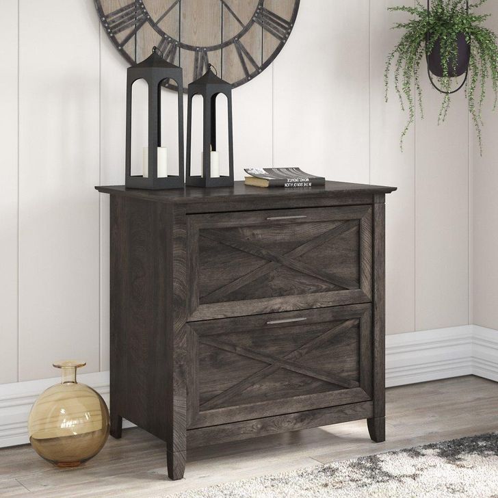 The appearance of Bush Furniture Key West 2 Drawer Lateral File Cabinet In Dark Gray Hickory designed by Bush Furniture in the country / farmhouse interior design. This dark gray piece of furniture  was selected by 1StopBedrooms from Key West Collection to add a touch of cosiness and style into your home. Sku: KWF130GH-03. Product Type: File Cabinet. Image1