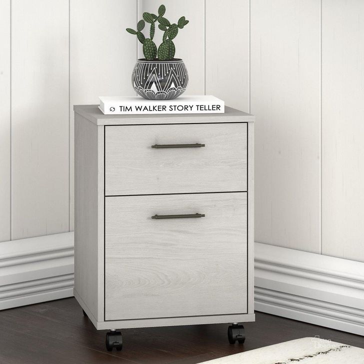 The appearance of Bush Furniture Key West 2 Drawer Mobile File Cabinet In Linen White Oak designed by Bush Furniture in the country / farmhouse interior design. This linen white piece of furniture  was selected by 1StopBedrooms from Key West Collection to add a touch of cosiness and style into your home. Sku: KWF116LW-03. Product Type: File Cabinet. Image1
