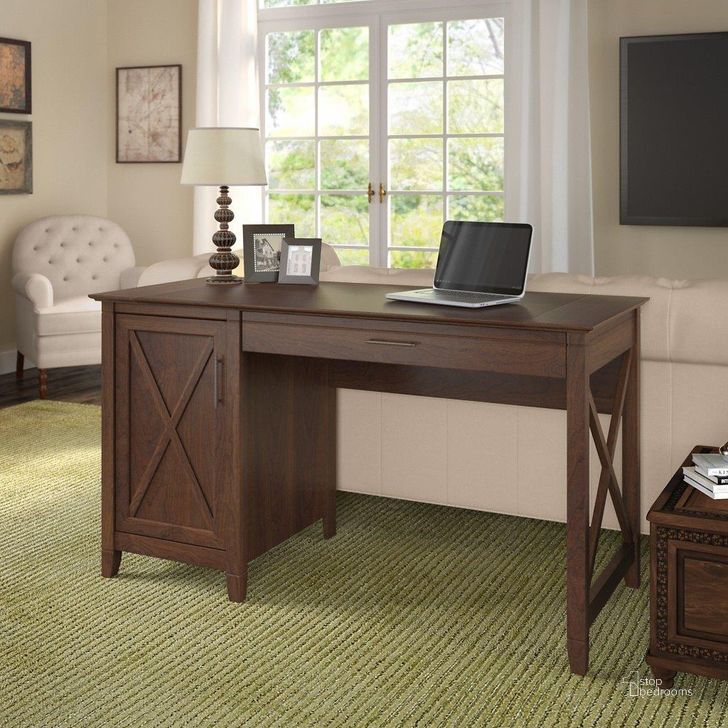 The appearance of Bush Furniture Key West 54W Computer Desk With Keyboard Tray And Storage In Bing Cherry designed by Bush Furniture in the country / farmhouse interior design. This cherry piece of furniture  was selected by 1StopBedrooms from Key West Collection to add a touch of cosiness and style into your home. Sku: KWD154BC-03. Product Type: Computer Desk. Image1