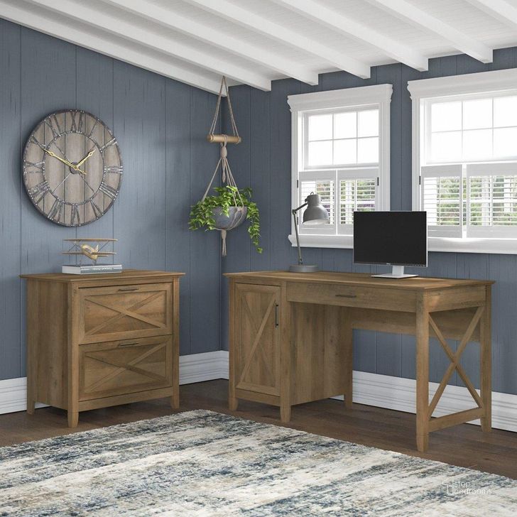 The appearance of Bush Furniture Key West 54W Computer Desk With Storage And 2 Drawer Lateral File Cabinet In Reclaimed Pine designed by Bush Furniture in the country / farmhouse interior design. This pine piece of furniture  was selected by 1StopBedrooms from Key West Collection to add a touch of cosiness and style into your home. Sku: KWS008RCP. Product Type: Home Office Desk. Image1