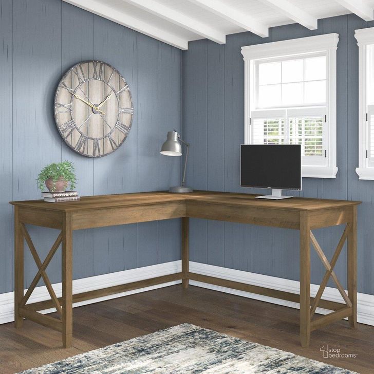 The appearance of Bush Furniture Key West 60W L Shaped Desk In Reclaimed Pine designed by Bush Furniture in the country / farmhouse interior design. This pine piece of furniture  was selected by 1StopBedrooms from Key West Collection to add a touch of cosiness and style into your home. Sku: KWD160RCP-03. Product Type: Desk. Image1
