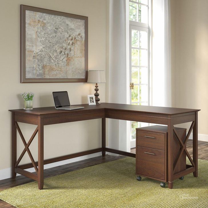 The appearance of Bush Furniture Key West 60W L Shaped Desk With 2 Drawer Mobile File Cabinet In Bing Cherry designed by Bush Furniture in the country / farmhouse interior design. This cherry piece of furniture  was selected by 1StopBedrooms from Key West Collection to add a touch of cosiness and style into your home. Sku: KWS013BC. Product Type: Home Office Desk. Image1