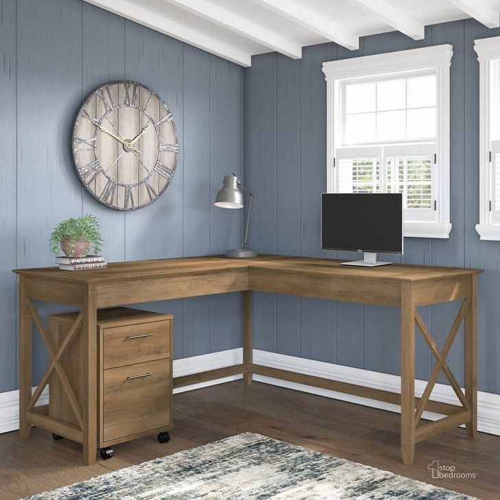 The appearance of Bush Furniture Key West 60W L Shaped Desk With 2 Drawer Mobile File Cabinet In Reclaimed Pine designed by Bush Furniture in the country / farmhouse interior design. This pine piece of furniture  was selected by 1StopBedrooms from Key West Collection to add a touch of cosiness and style into your home. Sku: KWS013RCP. Product Type: Home Office Desk. Image1