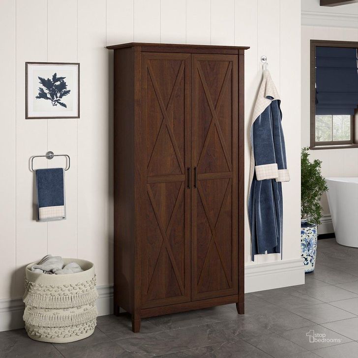The appearance of Bush Furniture Key West Bathroom Storage Cabinet With Doors In Bing Cherry designed by Bush Furniture in the country / farmhouse interior design. This cherry piece of furniture  was selected by 1StopBedrooms from Key West Collection to add a touch of cosiness and style into your home. Sku: KWS266BC-Z1. Product Type: Storage Cabinet. Image1
