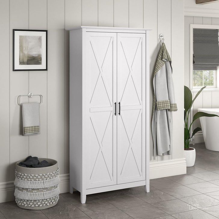 The appearance of Bush Furniture Key West Bathroom Storage Cabinet With Doors In Pure White Oak designed by Bush Furniture in the country / farmhouse interior design. This white piece of furniture  was selected by 1StopBedrooms from Key West Collection to add a touch of cosiness and style into your home. Sku: KWS266WT-Z1. Product Type: Storage Cabinet. Image1