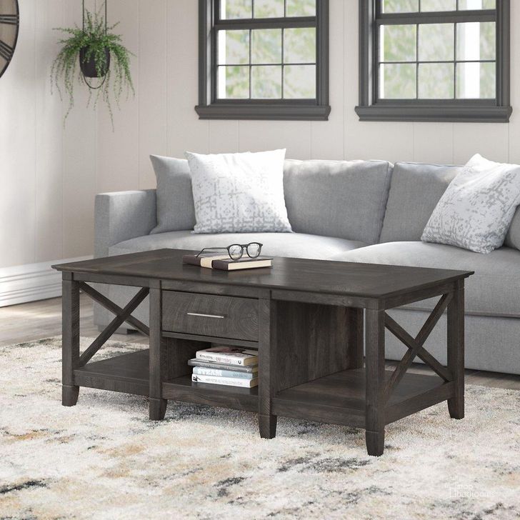 The appearance of Bush Furniture Key West Coffee Table With Storage In Dark Gray Hickory designed by Bush Furniture in the country / farmhouse interior design. This dark gray piece of furniture  was selected by 1StopBedrooms from Key West Collection to add a touch of cosiness and style into your home. Sku: KWT148GH-03. Product Type: Coffee Table. Image1