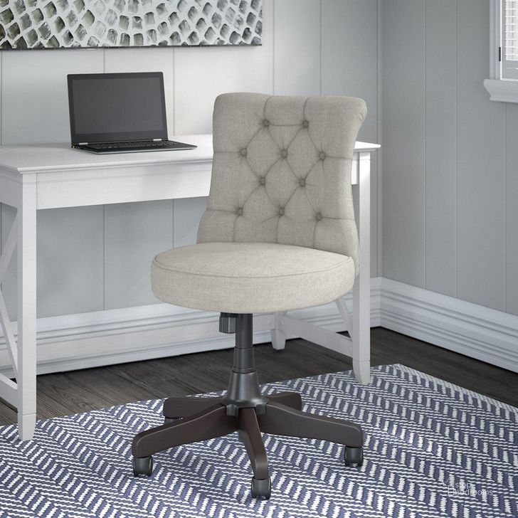 The appearance of Bush Furniture Key West Mid Back Tufted Office Chair in Light Gray Fabric designed by Bush Furniture in the country / farmhouse interior design. This light gray piece of furniture  was selected by 1StopBedrooms from Key West Collection to add a touch of cosiness and style into your home. Sku: KWS019LG. Material: Wood. Product Type: Office Chair. Image1