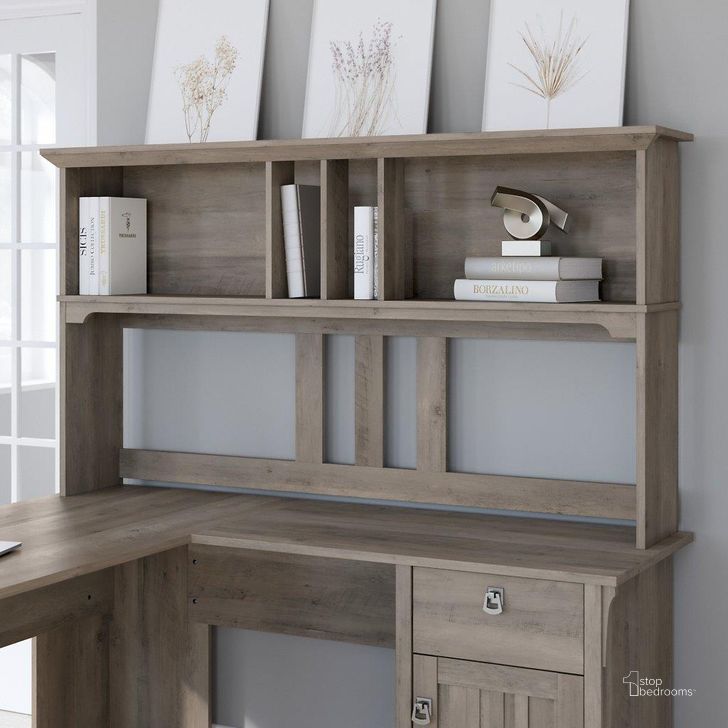 The appearance of Bush Furniture Salinas 60W Hutch For L Shaped Desk in Driftwood Gray designed by Bush Furniture in the country / farmhouse interior design. This gray piece of furniture  was selected by 1StopBedrooms from Salinas Collection to add a touch of cosiness and style into your home. Sku: SAH160DG-03. Product Type: Hutch. Image1
