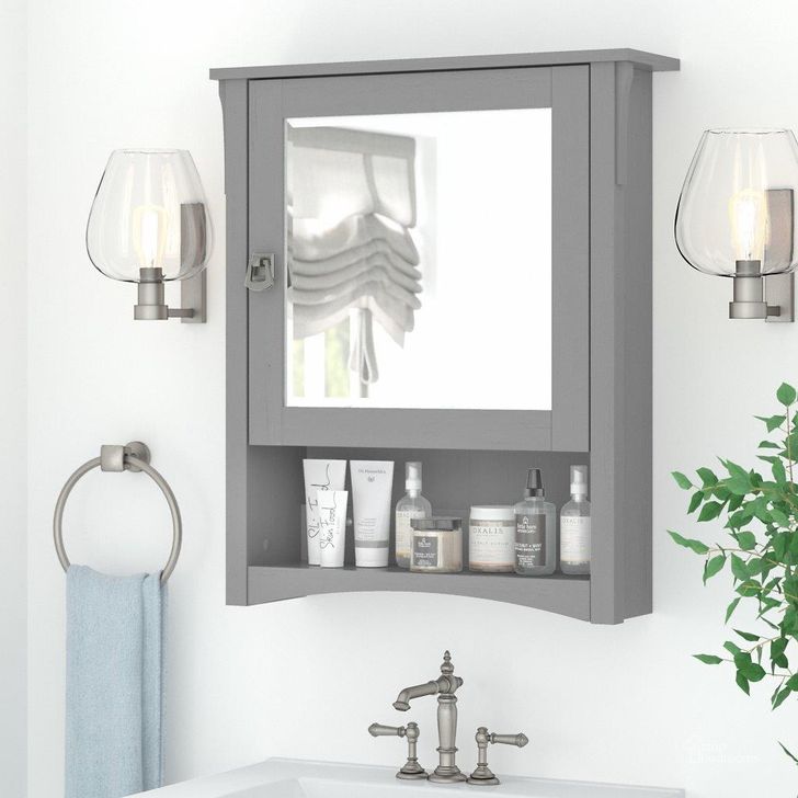 The appearance of Bush Furniture Salinas Bathroom Medicine Cabinet with Mirror in Cape Cod Gray designed by Bush Furniture in the country / farmhouse interior design. This gray piece of furniture  was selected by 1StopBedrooms from Salinas Bathroom Collection to add a touch of cosiness and style into your home. Sku: SAWS224CG-03. Product Type: Bathroom Storage. Image1