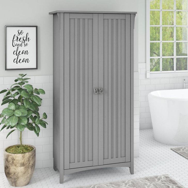 The appearance of Bush Furniture Salinas Bathroom Storage Cabinet with Doors in Cape Cod Gray designed by Bush Furniture in the country / farmhouse interior design. This gray piece of furniture  was selected by 1StopBedrooms from Salinas Collection to add a touch of cosiness and style into your home. Sku: SAL015CG. Product Type: Bathroom Storage. Image1