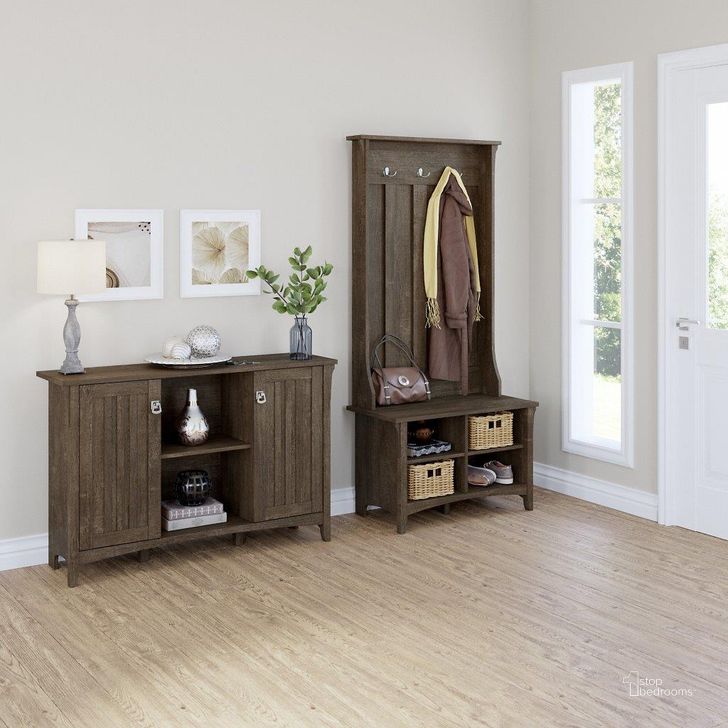The appearance of Bush Furniture Salinas Entryway Storage Set with Hall Tree, Shoe Bench and Accent Cabinet in Ash Brown designed by Bush Furniture in the country / farmhouse interior design. This brown piece of furniture  was selected by 1StopBedrooms from Salinas Collection to add a touch of cosiness and style into your home. Sku: SAL008ABR. Product Type: Entryway Furniture. Image1